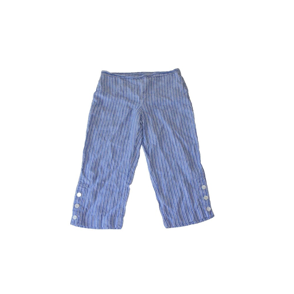 CHICO'S Blue & White Stipes Pull-On Elastic Waist  Lounge Pajama Pants Size 3